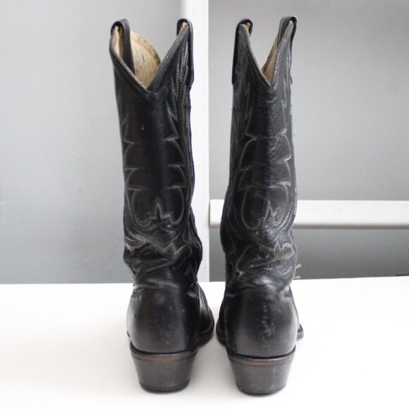 Heritage West VTG Black Western Cowboy Embroidered Leather Boots 5130 Size 8.5 - Picture 3 of 9